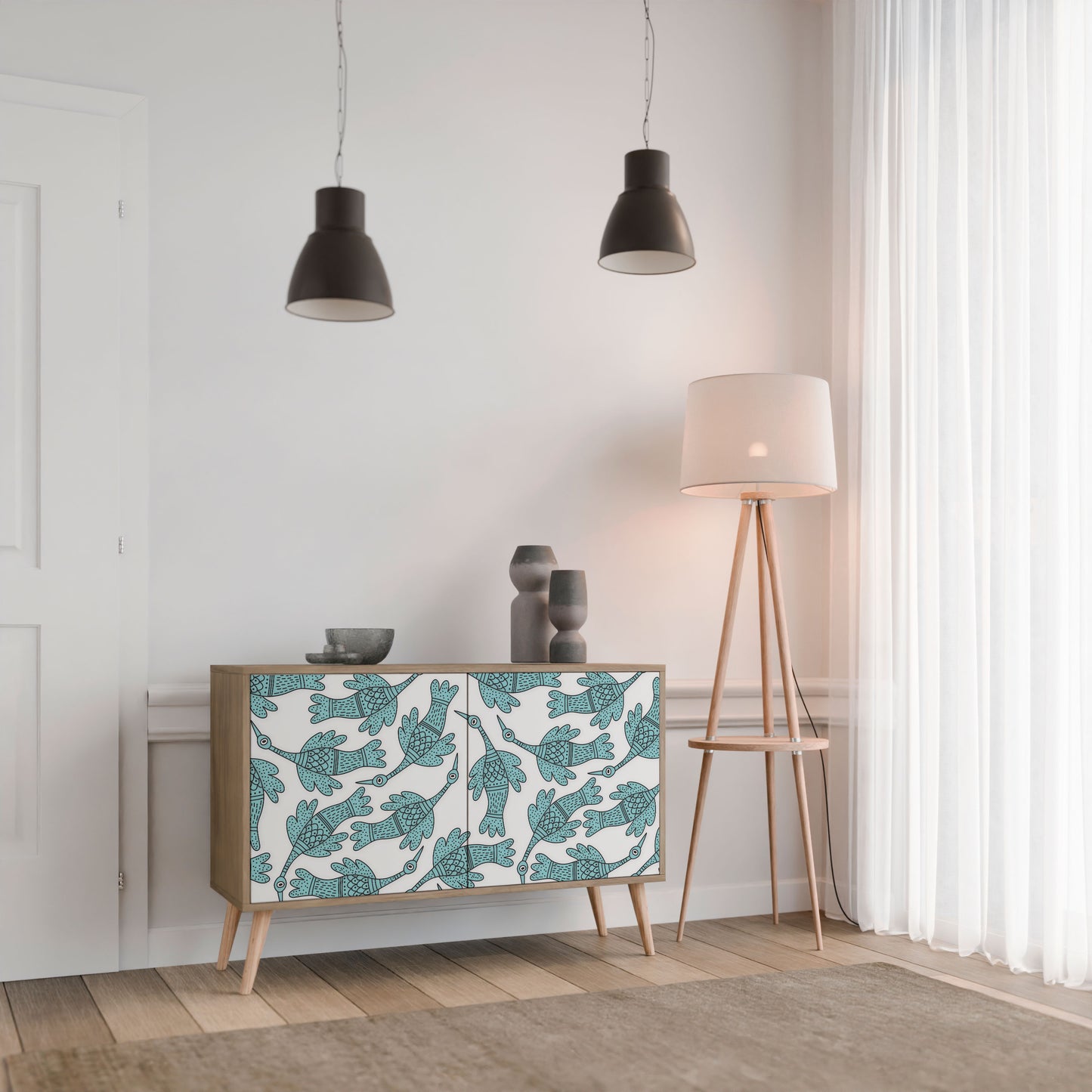Credenza a 2 ante WATERSPOUT SONGIBIRD in effetto rovere