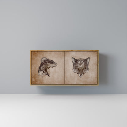 STEAMPUNK CLAN 2-Door Sideboard in Oak Effect