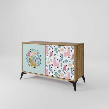 COLORFUL ALPACAS 2-Door Sideboard in Oak Effect