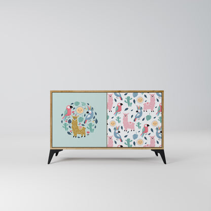 COLORFUL ALPACAS 2-Door Sideboard in Oak Effect