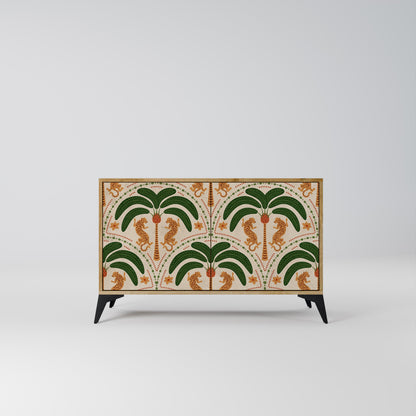 Credenza a 2 ante DANCING PREDATORS in effetto rovere