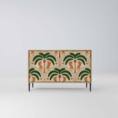 Credenza a 2 ante DANCING PREDATORS in effetto rovere