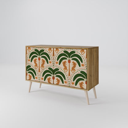Credenza a 2 ante DANCING PREDATORS in effetto rovere