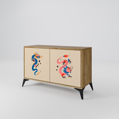 Credenza MITOLOGICA CREATURES a 2 ante in effetto rovere