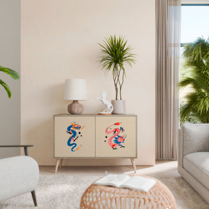 Credenza MITOLOGICA CREATURES a 2 ante in effetto rovere