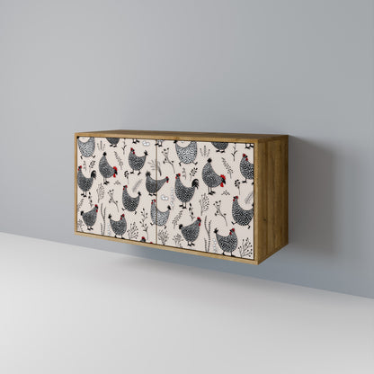 Credenza HAPPY HENS a 2 ante in effetto rovere