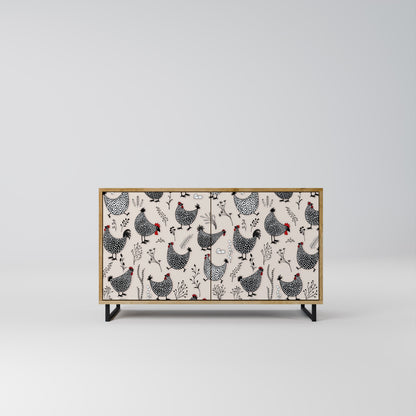 Credenza HAPPY HENS a 2 ante in effetto rovere