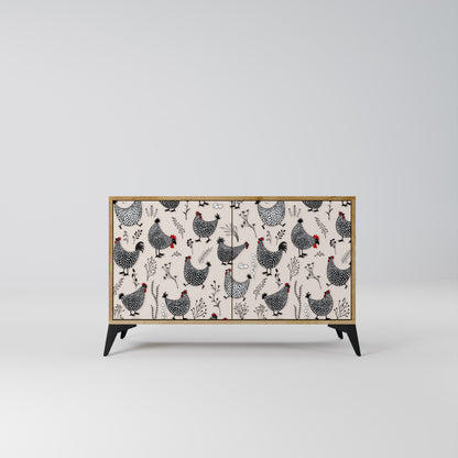 Credenza HAPPY HENS a 2 ante in effetto rovere
