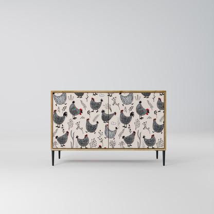 Credenza HAPPY HENS a 2 ante in effetto rovere
