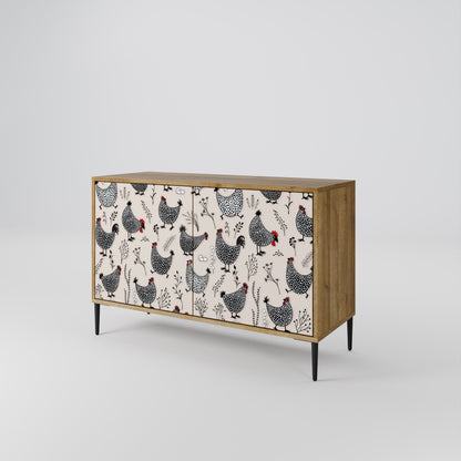 Credenza HAPPY HENS a 2 ante in effetto rovere