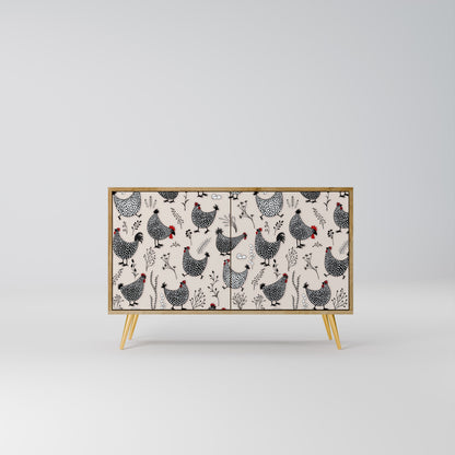 Credenza HAPPY HENS a 2 ante in effetto rovere