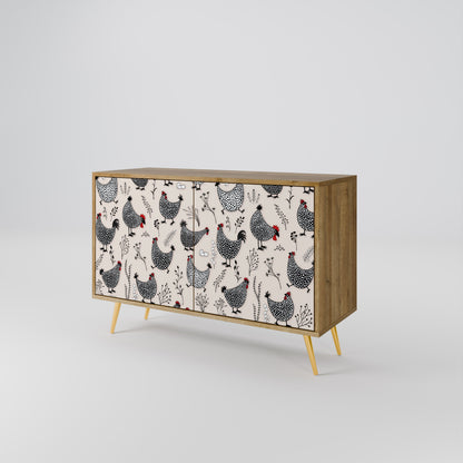 Credenza HAPPY HENS a 2 ante in effetto rovere
