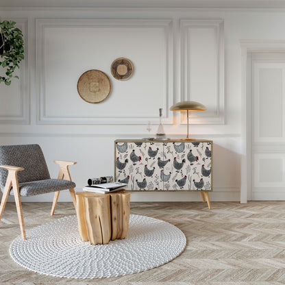 Credenza HAPPY HENS a 2 ante in effetto rovere