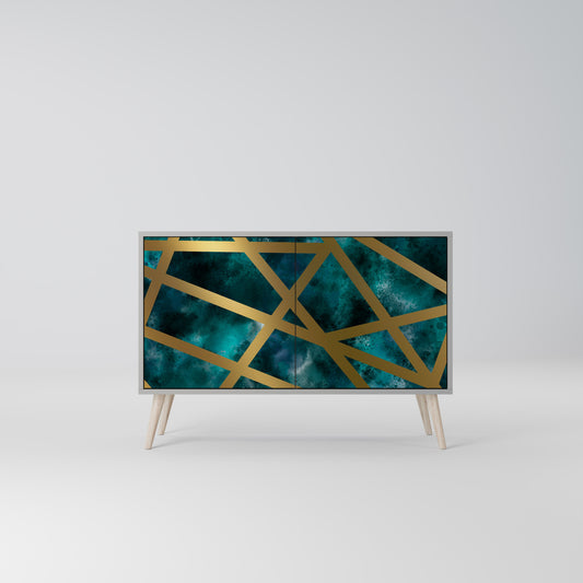 Credenza a 2 ante THE LABYRINTH OF GOLD in finitura grigia