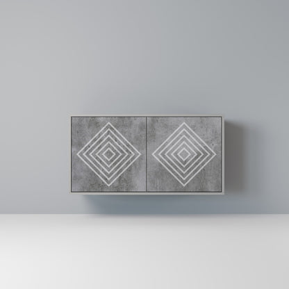 POLYGONAL ARTISTRY 2-Door Sideboard in Grey Finish