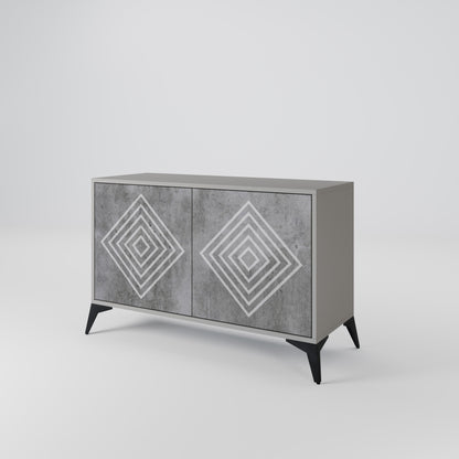 POLYGONAL ARTISTRY 2-Door Sideboard in Grey Finish