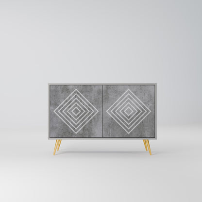 POLYGONAL ARTISTRY 2-Door Sideboard in Grey Finish