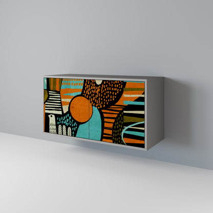 Credenza a 2 ante GEODE GLIMMER in finitura grigia