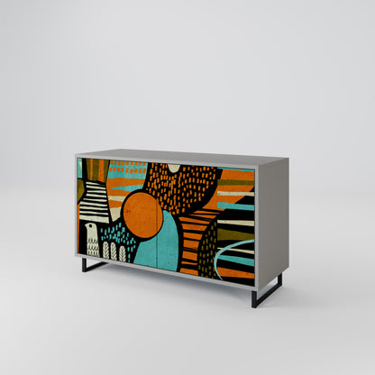 Credenza a 2 ante GEODE GLIMMER in finitura grigia