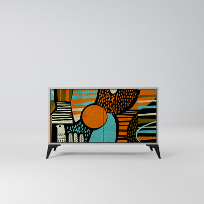 Credenza a 2 ante GEODE GLIMMER in finitura grigia