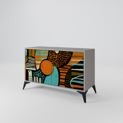 Credenza a 2 ante GEODE GLIMMER in finitura grigia