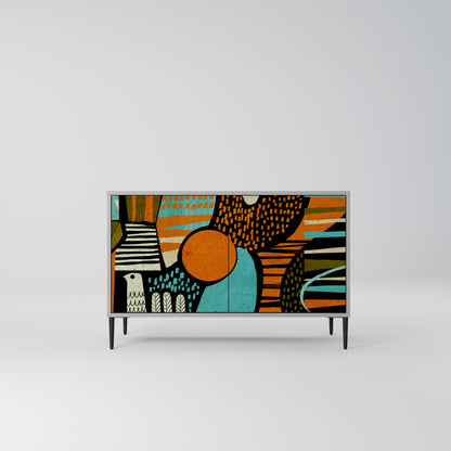 Credenza a 2 ante GEODE GLIMMER in finitura grigia