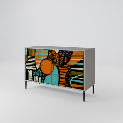 Credenza a 2 ante GEODE GLIMMER in finitura grigia