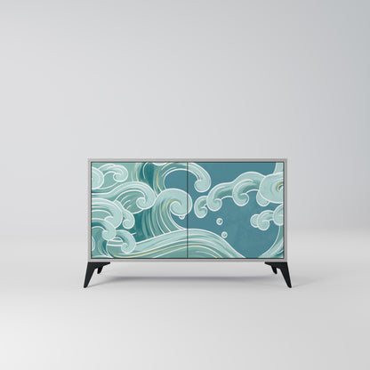 ASIAN SWAY 2-Door Sideboard in Grey Finish