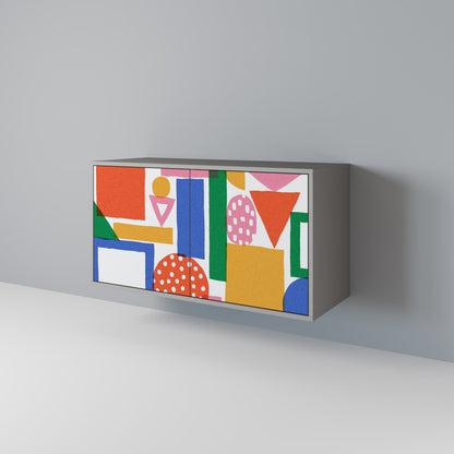 GEOMETRIC GLIMMER 2-Door Sideboard in Grey Finish