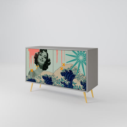 KANAGAWA BEAUTY 2-Door Sideboard in Grey Finish