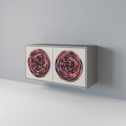 Credenza BROWN CIRCLES a 2 ante in finitura grigia