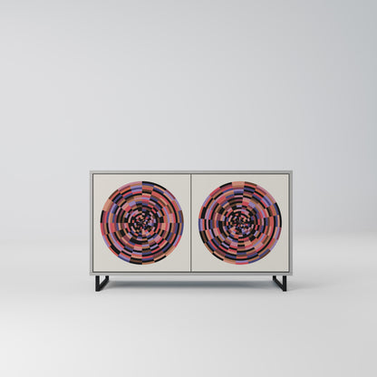 Credenza BROWN CIRCLES a 2 ante in finitura grigia