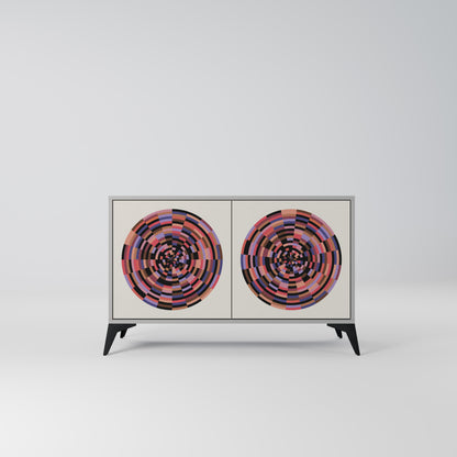 Credenza BROWN CIRCLES a 2 ante in finitura grigia
