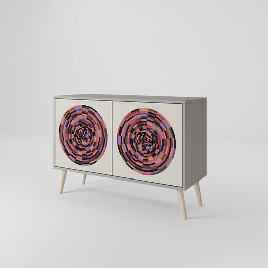 Credenza BROWN CIRCLES a 2 ante in finitura grigia