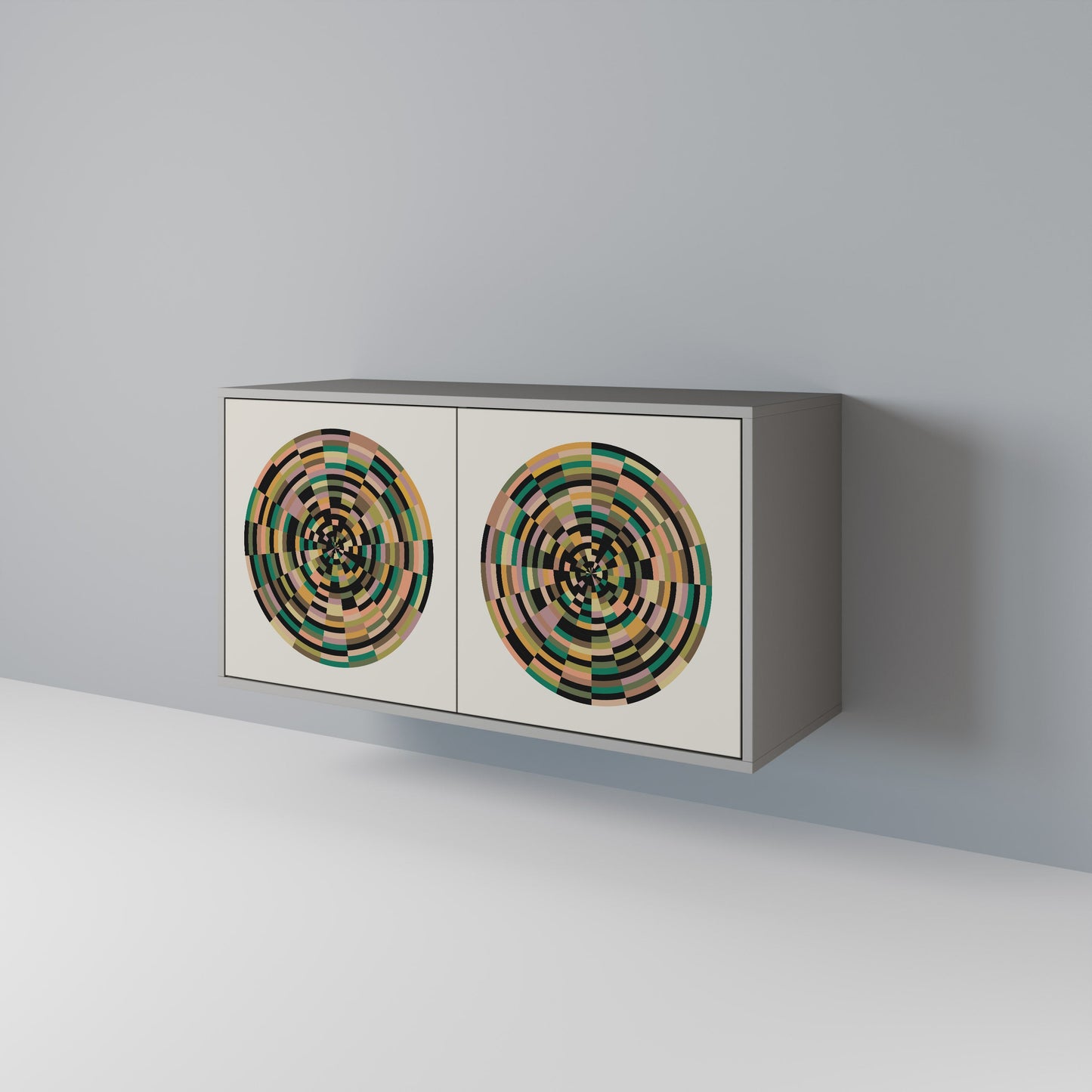 GREEN CIRCLES 2-Door Sideboard in Grey Finish