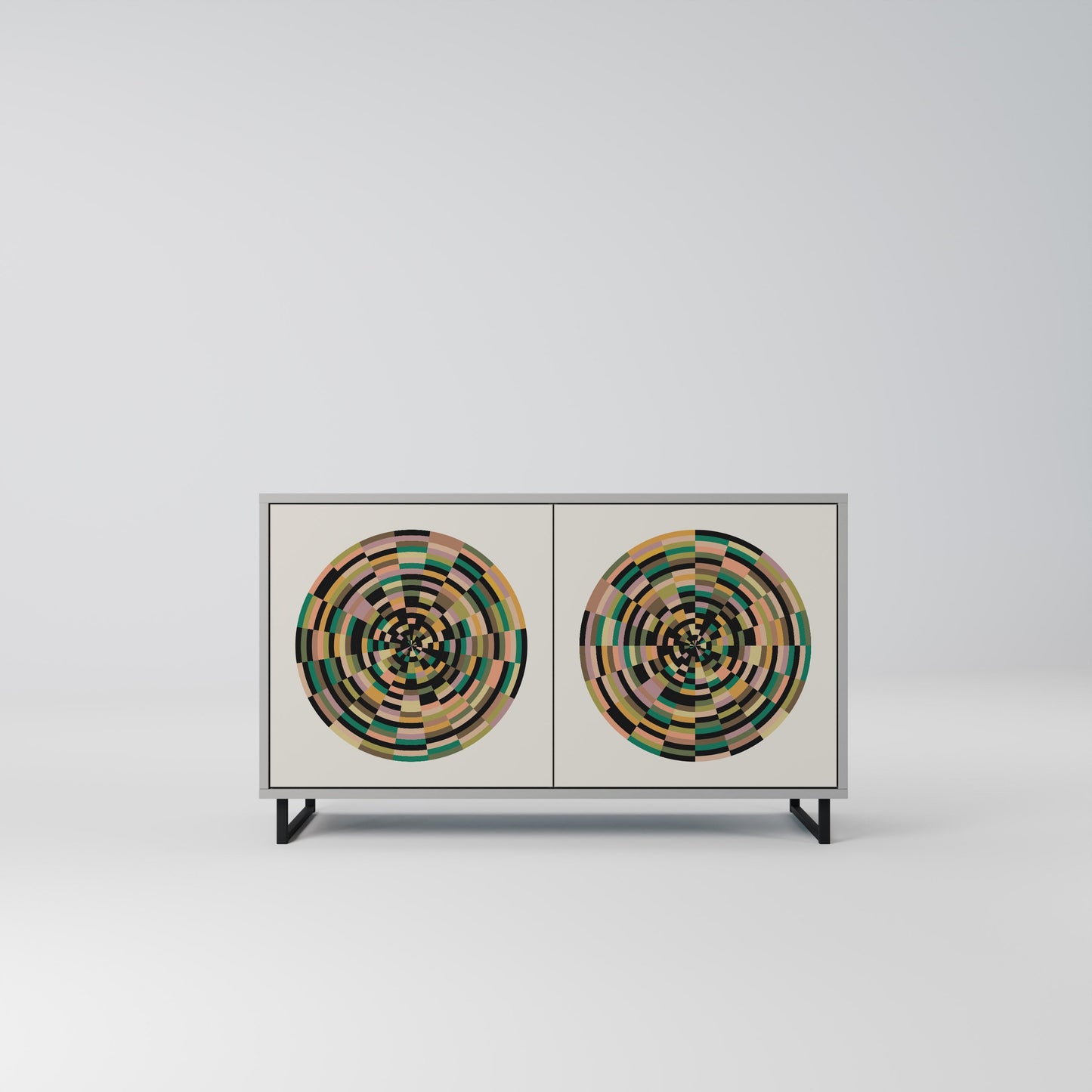 GREEN CIRCLES 2-Door Sideboard in Grey Finish