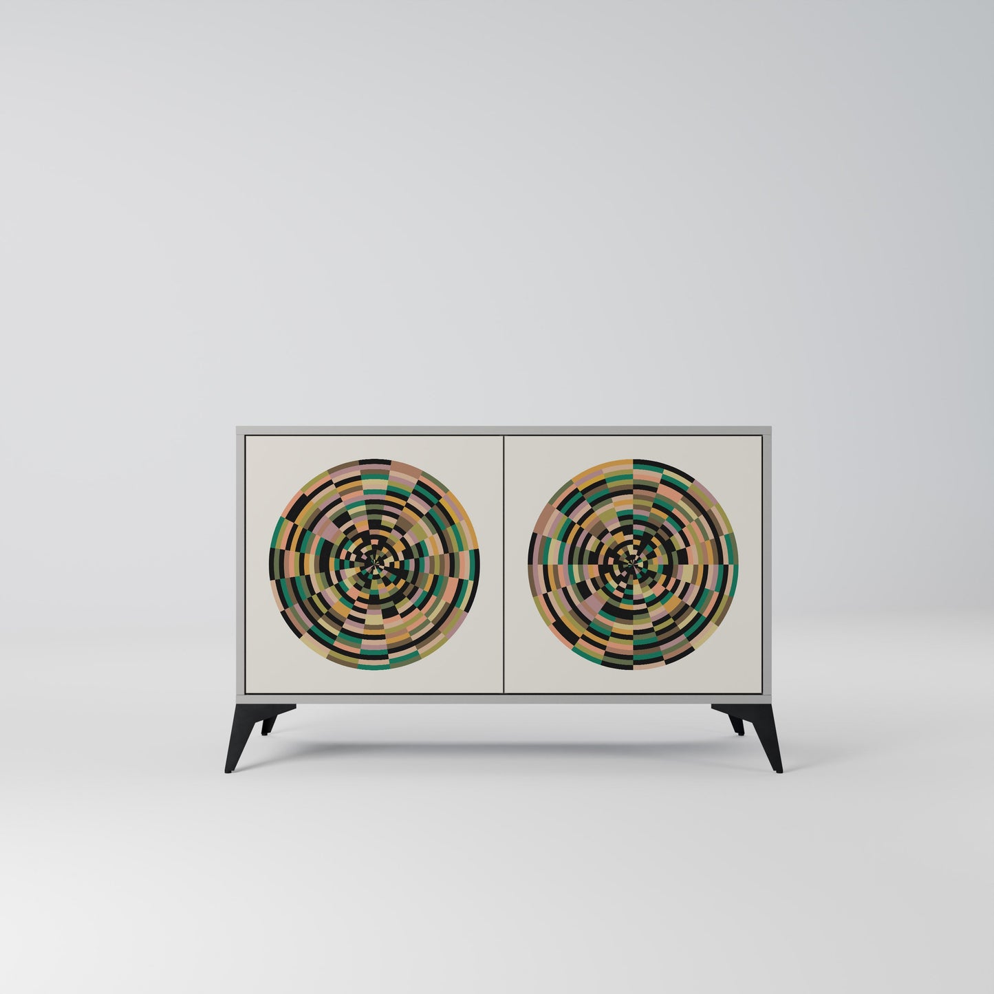 GREEN CIRCLES 2-Door Sideboard in Grey Finish
