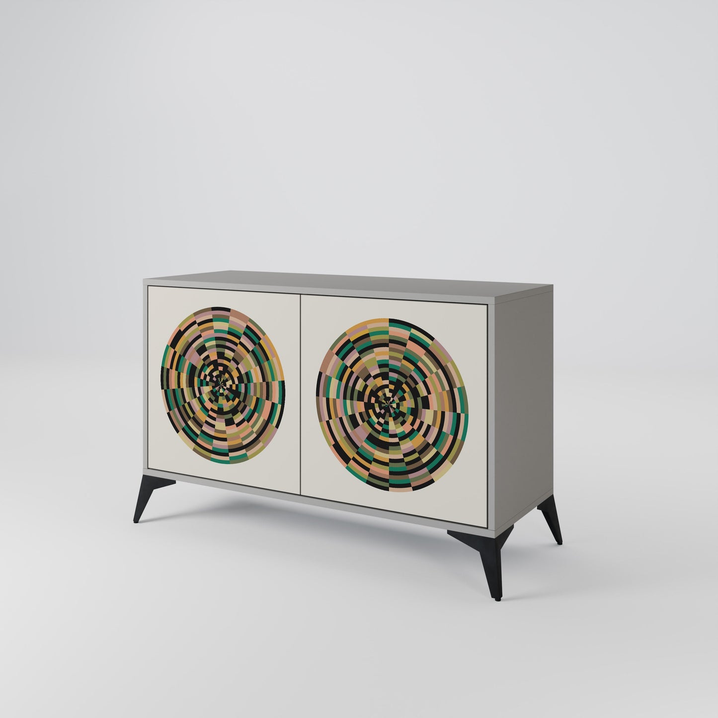 GREEN CIRCLES 2-Door Sideboard in Grey Finish