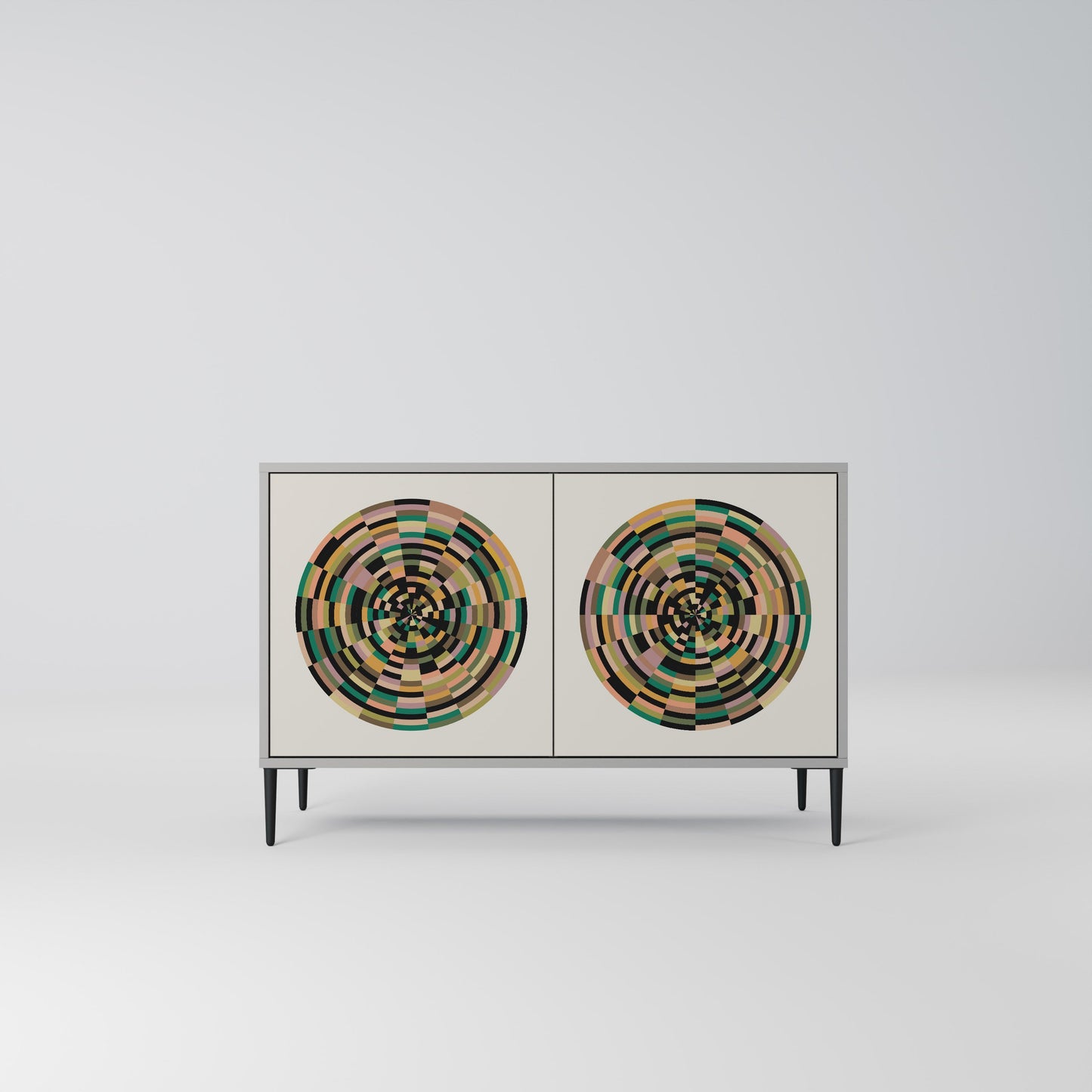 GREEN CIRCLES 2-Door Sideboard in Grey Finish