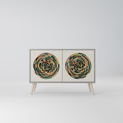 GREEN CIRCLES 2-Door Sideboard in Grey Finish