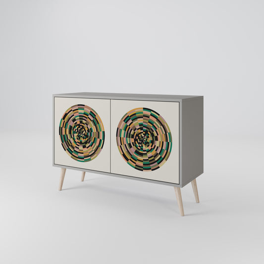 GREEN CIRCLES 2-Door Sideboard in Grey Finish