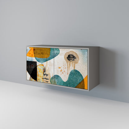 ABSTRACT FACES 2-Door Sideboard in Grey Finish