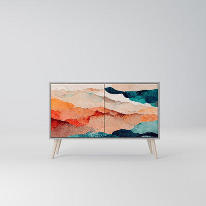 Credenza a 2 ante ABSTRACT LANDSCAPE in finitura grigia