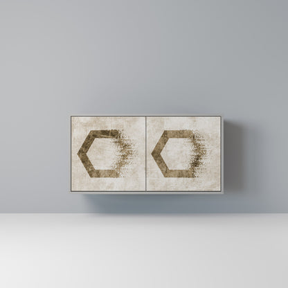 HEXAGONAL SHAPES 2-Door Sideboard in Grey Finish