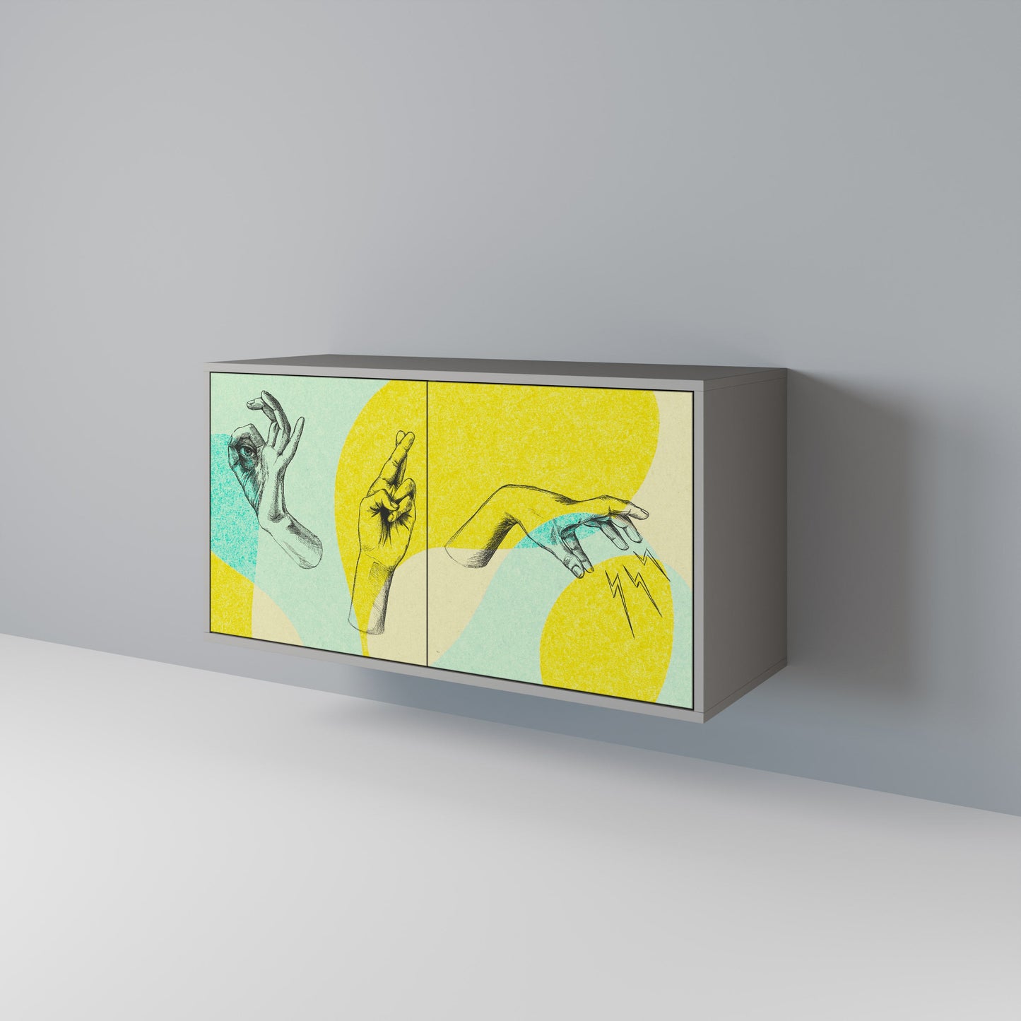 Credenza a 2 ante BODY LANGUAGE in finitura grigia