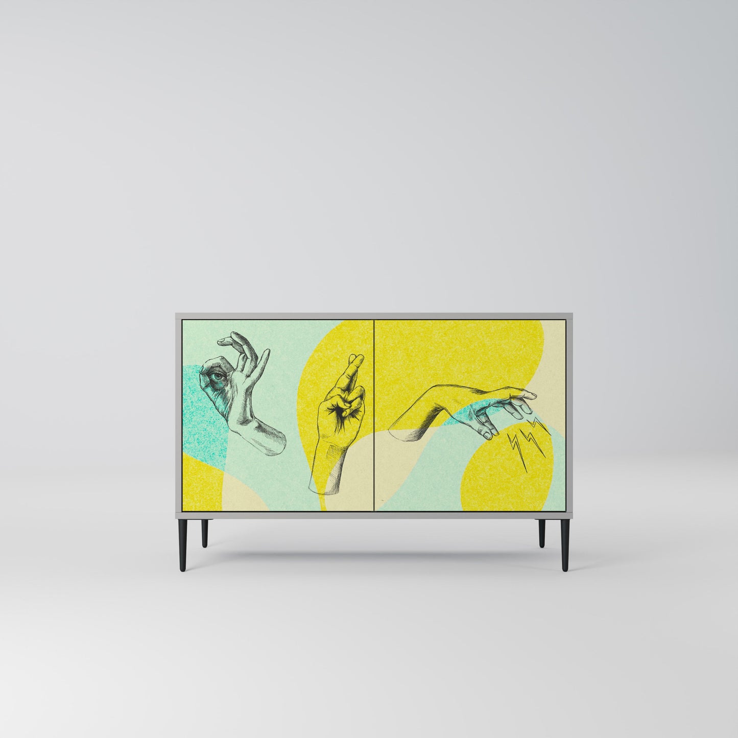 Credenza a 2 ante BODY LANGUAGE in finitura grigia