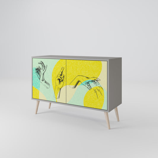 Credenza a 2 ante BODY LANGUAGE in finitura grigia