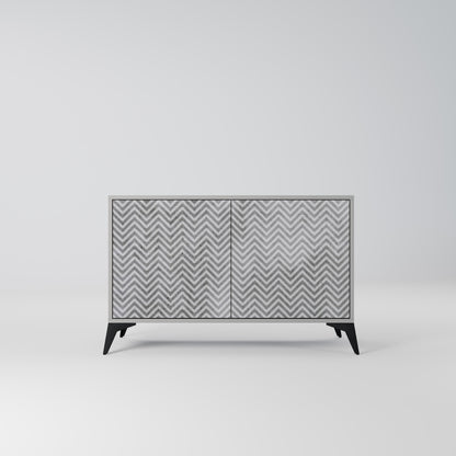CONCRETE ZIG ZAG 2-Door Sideboard in Grey Finish