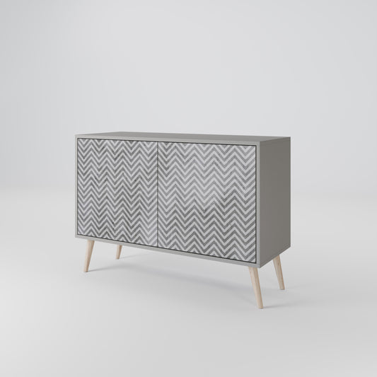 CONCRETE ZIG ZAG 2-Door Sideboard in Grey Finish