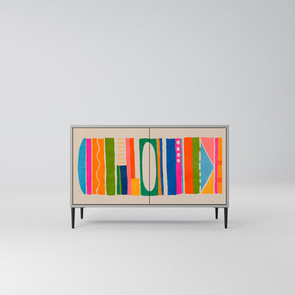 GEOMETRIC SHINE 2-Door Sideboard in Grey Finish